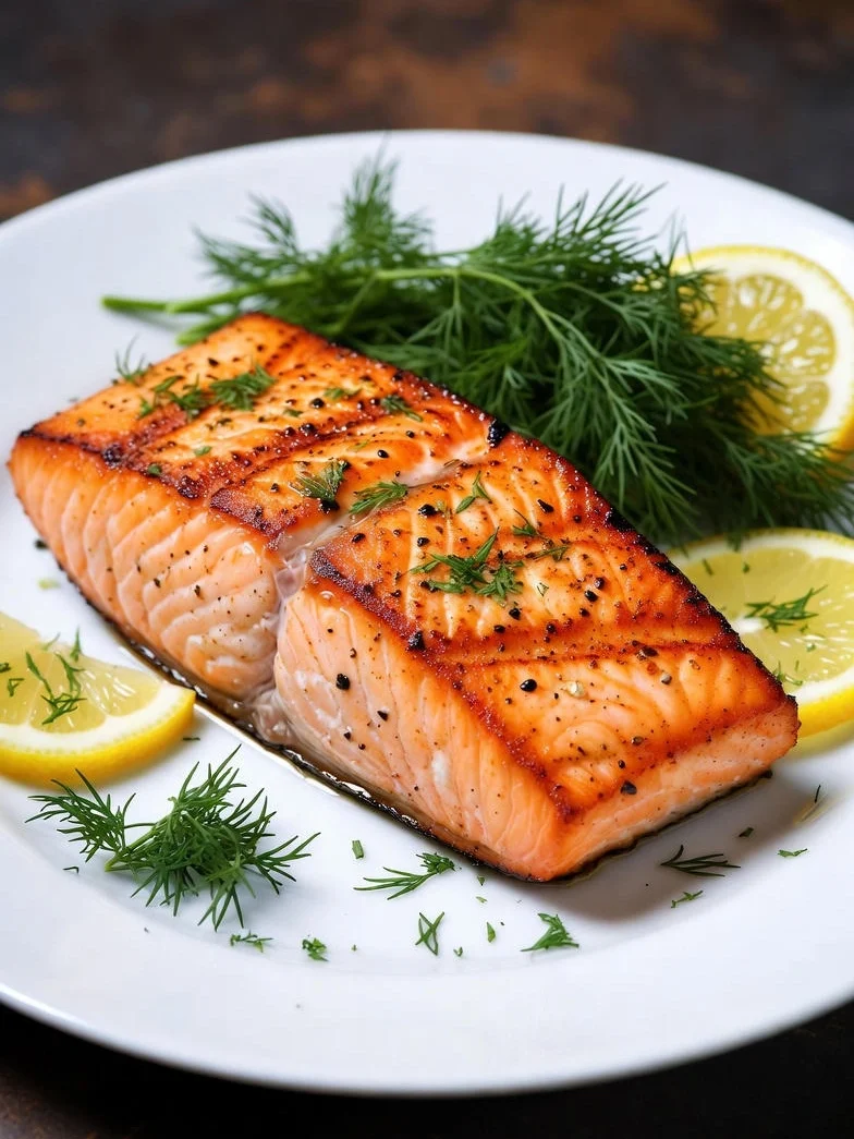 Grilled Atlantic salmon
